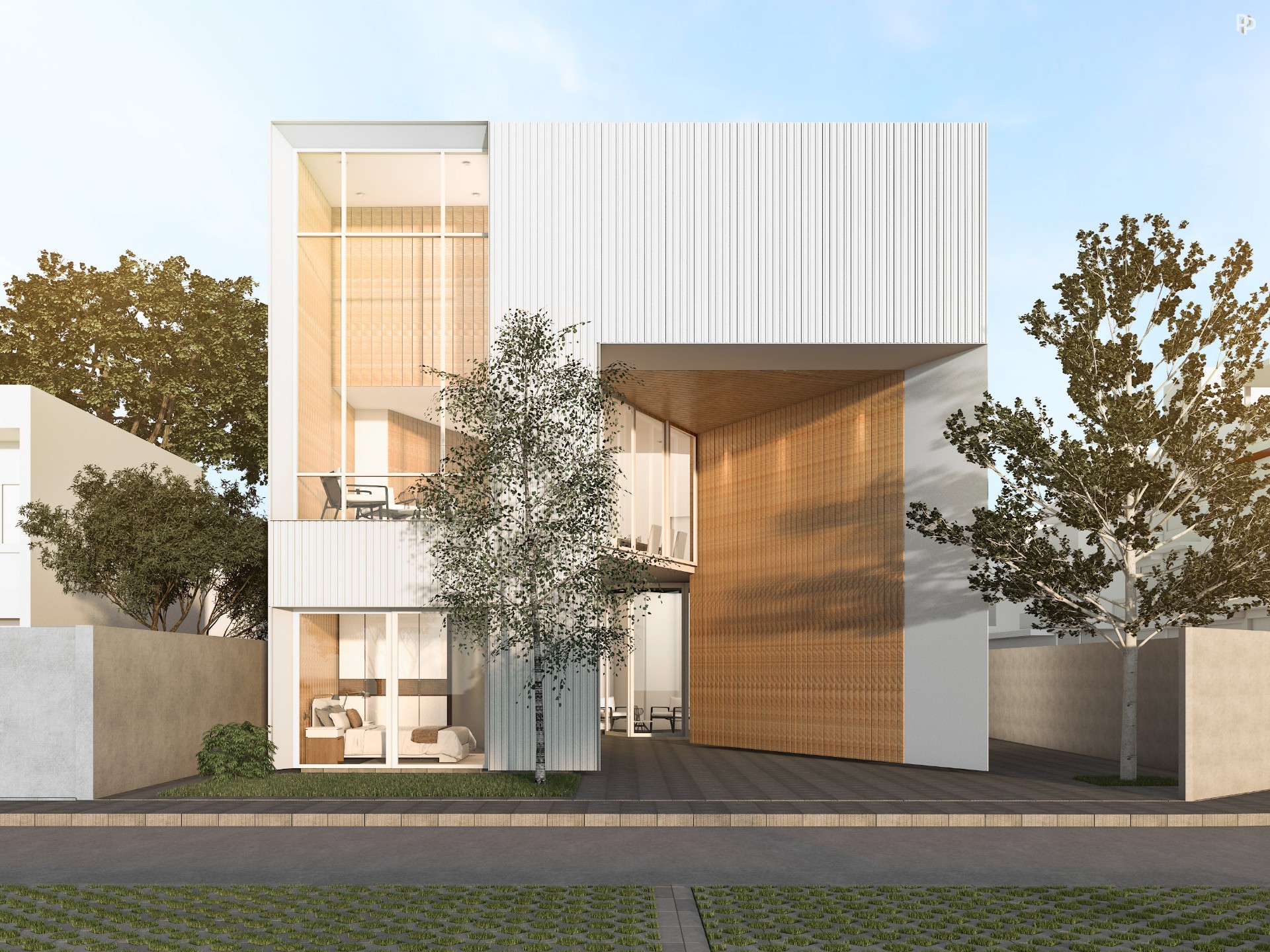 Modern Minimalist House with Warm Wood Accents